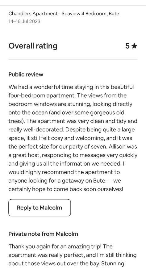 Chandlers Apartment Ascog Экстерьер фото